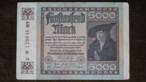 Germany - 5000 Mark, 1922 , p81a , Stars Watermark