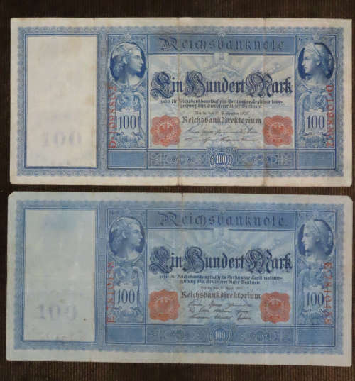 Germany - 2 x 100 Mark Banknote Set 1909 and 1910 Issues