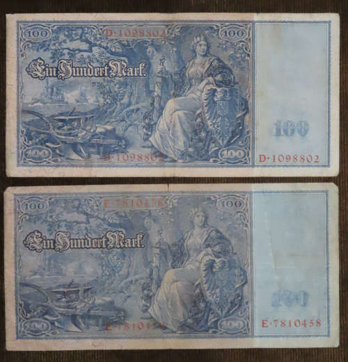 Germany - 2 x 100 Mark Banknote Set 1909 and 1910 Issues