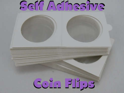 39.5 mm Self Adhesive Coin Holders, 20 x Hartberger Coin Flips, No PVC