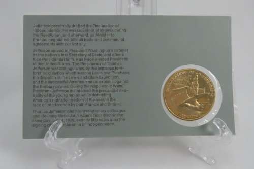 American Revolution Bicentennial First Day Cover 1976 with Thomas Jefferson Medal