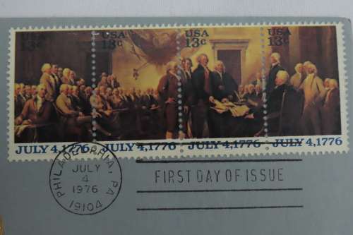 American Revolution Bicentennial First Day Cover 1976 with Thomas Jefferson Medal
