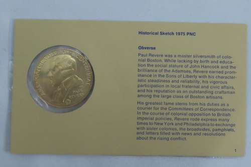 American Revolution Bicentennial First Day Cover 1975 with Paul Revere Medal