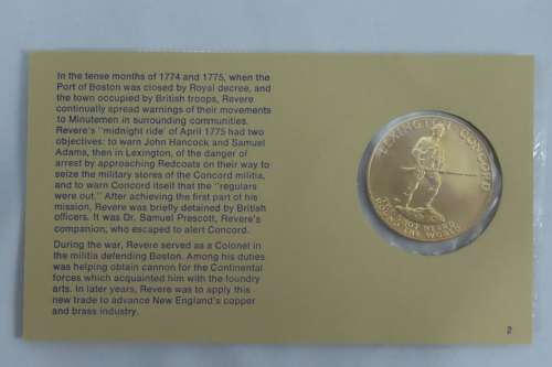 American Revolution Bicentennial First Day Cover 1975 with Paul Revere Medal
