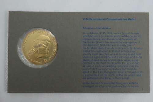 American Revolution Bicentennial First Day Cover 1974 with John Adams Medal