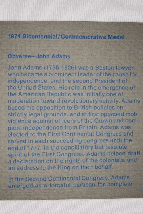 American Revolution Bicentennial First Day Cover 1974 with John Adams Medal