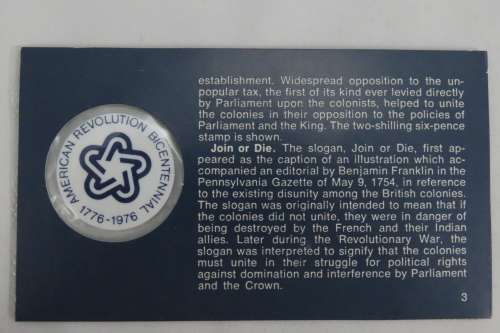 American Revolution Bicentennial First Day Cover 1972 with George Washington Cherry Tree Medal