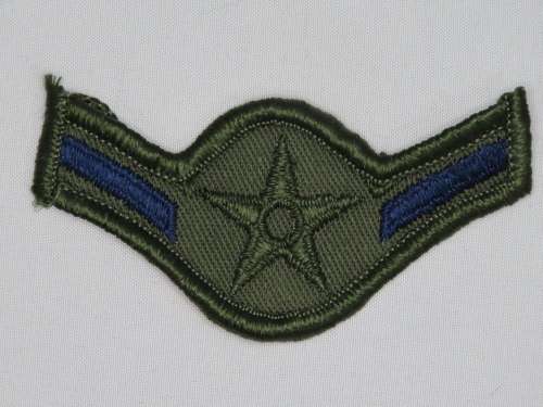 United States Air Force Airman Rank Insignia Patch E2, OD Subdued