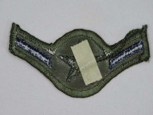 United States Air Force Airman Rank Insignia Patch E2, OD Subdued