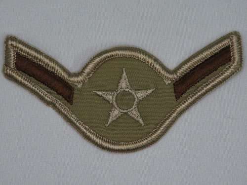 United States Air Force Airman Rank Insignia Patch E2, Tan / Desert Combat