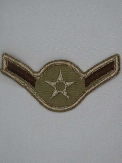 United States Air Force Airman Rank Insignia Patch E2, Tan / Desert Combat