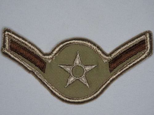 United States Air Force Airman Rank Insignia Patch E2, Tan / Desert Combat