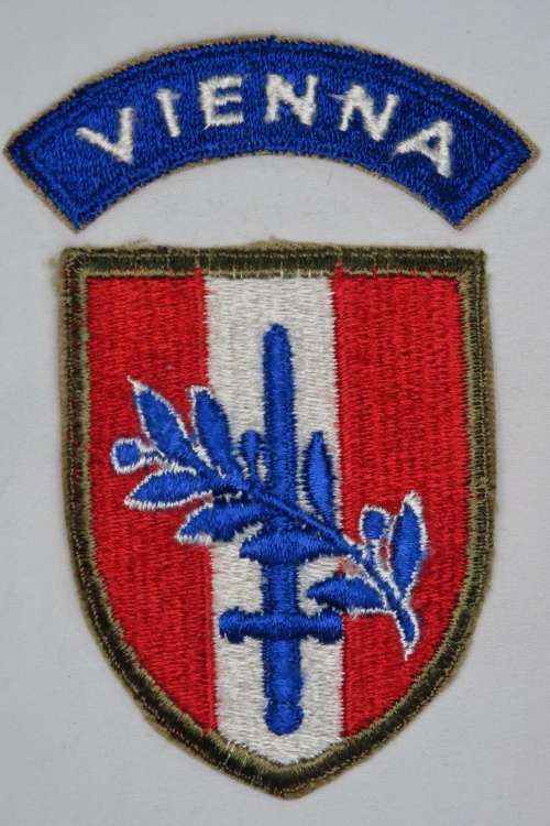 Vintage United States Army Occupation of Austria Insignia Patch With Vienna Tab, WWII Era