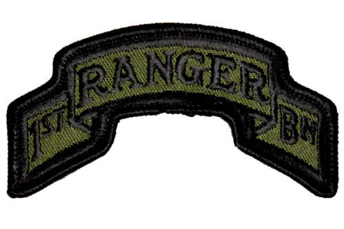 United States Army 1st Ranger Battalion Insignia Patch, subdued unit tab
