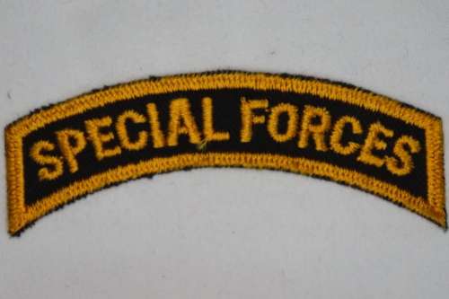 United States Army Special Forces Tab Insignia Patch Gold on Black