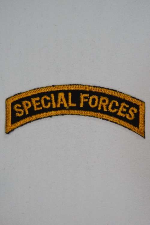 United States Army Special Forces Tab Insignia Patch Gold on Black