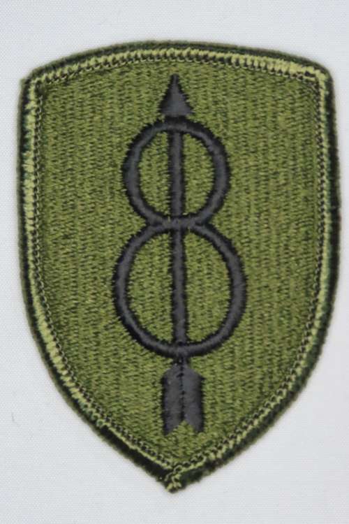 United States Army 8th Infantry Division Insignia Patch, OD Subdued