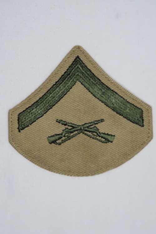 United States Marine Corps LANCE CORPORAL Rank Insignia Patch E3 , Size 2 Desert Tan