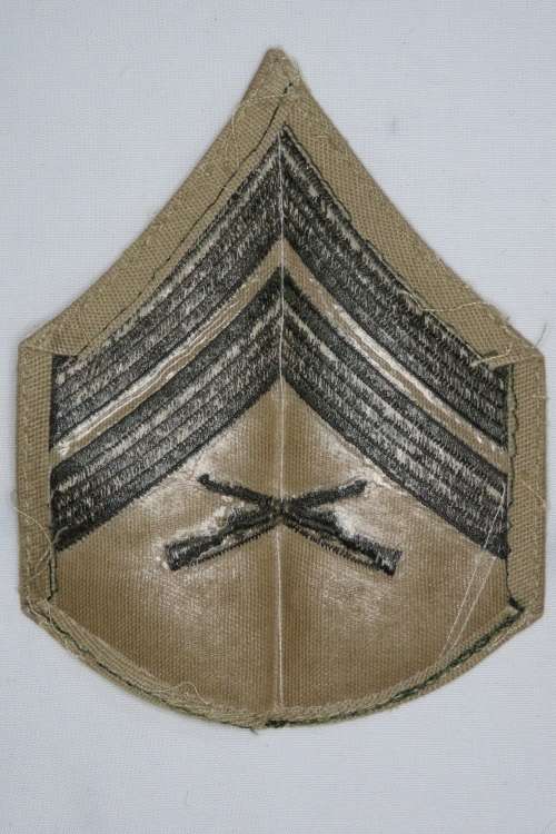 United States Marine Corps Corporal Rank Insignia Patch E4 , Size 1 Desert Tan Subdued