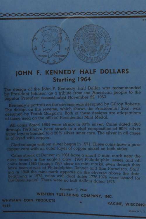 Collector`s Folder for Kennedy Half Dollars Starting 1964 - 1985