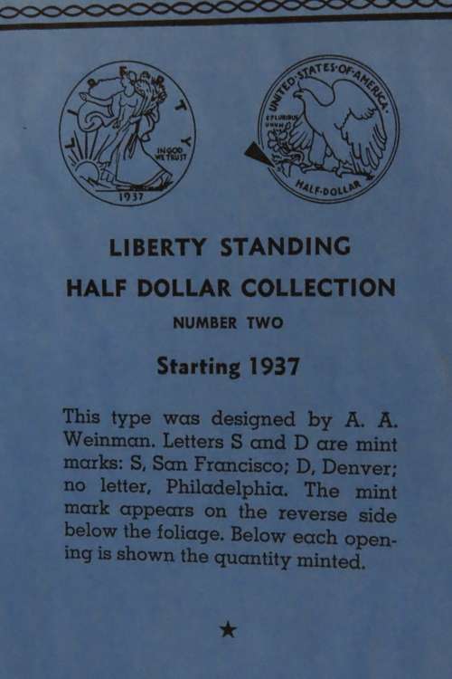 Collector`s Folder for Walking Liberty Half Dollars 1937 - 1947, Book Two