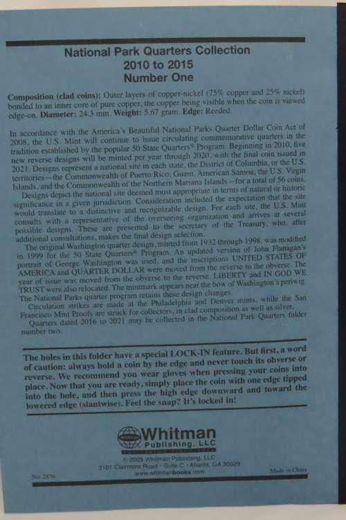 Collector`s Folder for National Parks Quarter Dollars 2010 to 2015 - Damaged