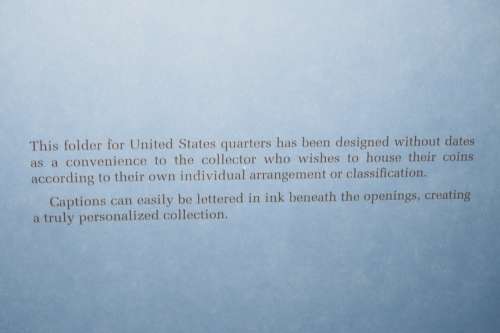 Collector`s Folder for Quarter Dollars No Dates - Damaged