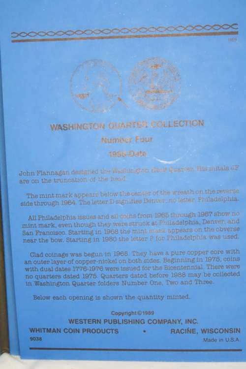 Collector`s Folder for Washington Quarter Dollars Starting 1988