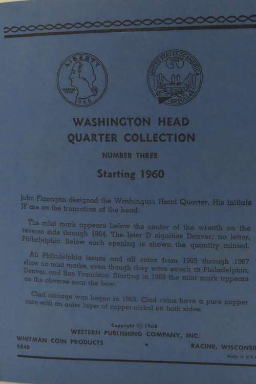 Collector`s Folder for Washington Quarter Dollars Starting 1960 - 1979