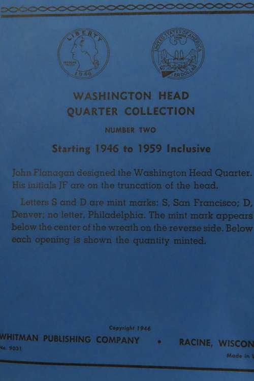 Collector`s Folder for Washington Quarter Dollars 1946 - 1959