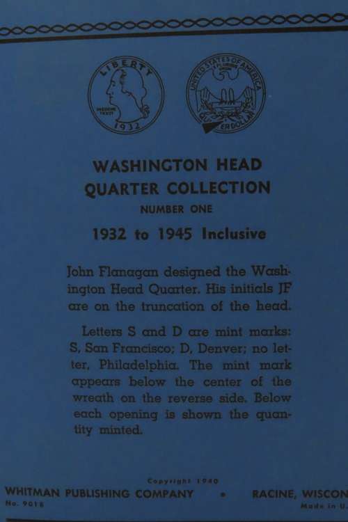 Collector`s Folder for Washington Quarter Dollars 1932 - 1945