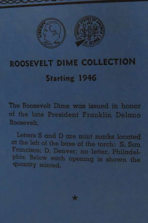 Collector`s Folder for Roosevelt Dime Collection Starting 1946 to 1978