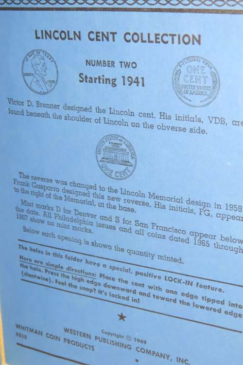 Collector`s Folder for Lincoln Cent Collection Starting 1941 to 1974