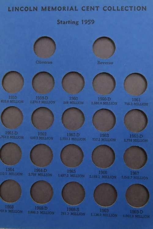 Collector`s Folder for Lincoln Memorial Cent Collection 1959 to 1998