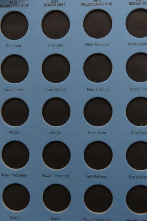 Collector`s Folder for National Parks Quarter Dollars Collection 2010 to 2015