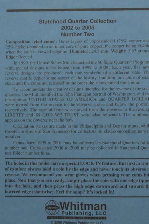 Collector`s Folder for Statehood Quarter Dollars Collection 2002 to 2005