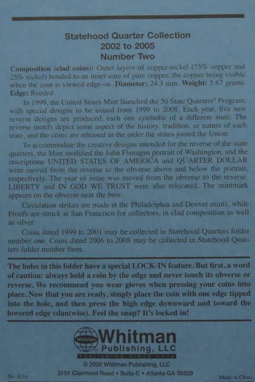Collector`s Folder for Statehood Quarter Dollars Collection 2002 to 2005