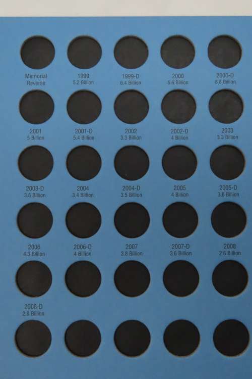 Collector`s Folder for Lincoln Penny Collection 1999 to 2008 Lincoln Memorial Cent