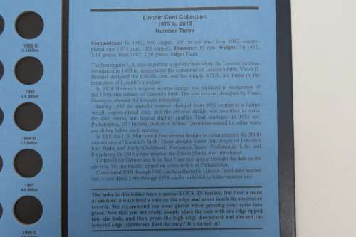 Collector`s Folder for Lincoln Penny Collection 1975 to 2013