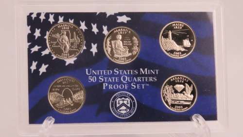 USA , 2003 Complete Statehood Quarters Proof set, 5 coin Set