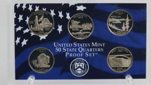 USA , 2005 Complete Statehood Quarters Proof set, 5 coin Set