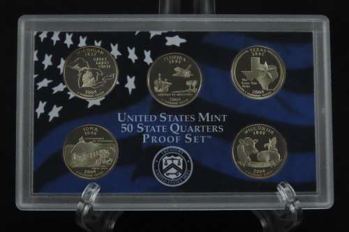 USA , 2004 Complete Statehood Quarters Proof set, 5 coin Set