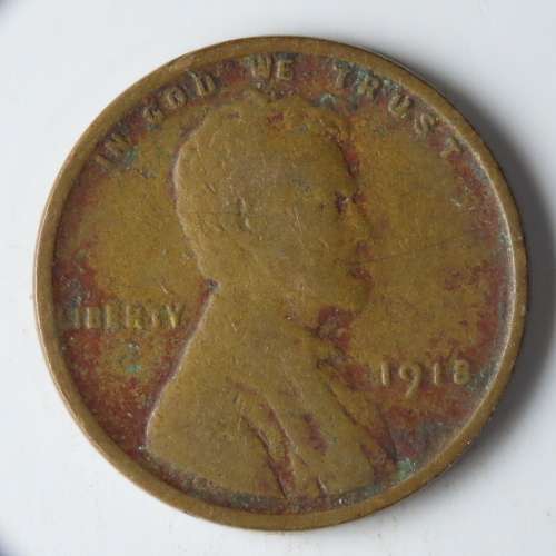 USA , 1918 Lincoln Cent, Wheat Penny , Philadelphia Mint