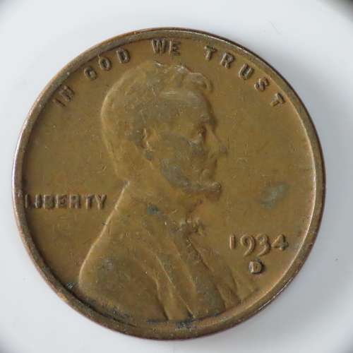 USA , 1934 D Lincoln Cent, Wheat Penny , Denver Mint