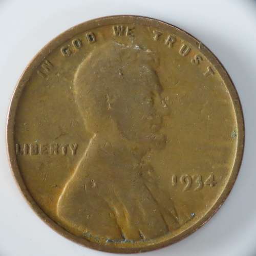 USA , 1934 Lincoln Cent, Wheat Penny , Philadelphia Mint