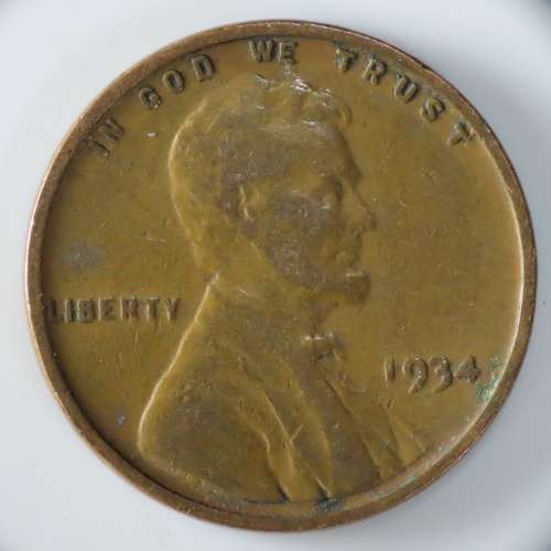 USA , 1934 Lincoln Cent, Wheat Penny , Philadelphia Mint