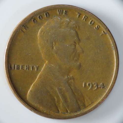 USA , 1934 Lincoln Cent, Wheat Penny , Philadelphia Mint