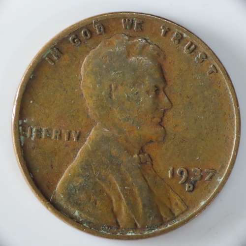 USA , 1937 D Lincoln Cent, Wheat Penny , Denver Mint
