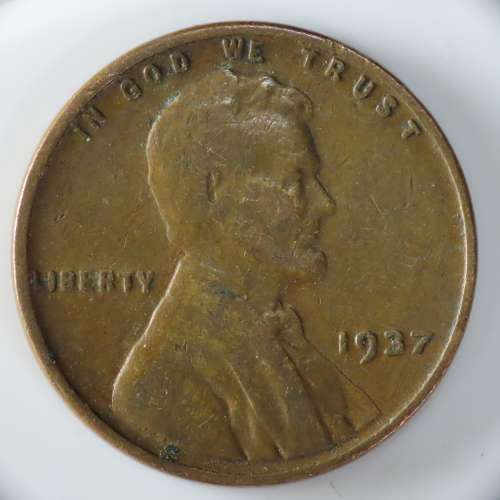 USA , 1937 Lincoln Cent, Wheat Penny , Philadelphia Mint