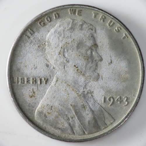 USA , 1943 Steel Lincoln Cent, Wheat Penny , Philadelphia Mint , WWII